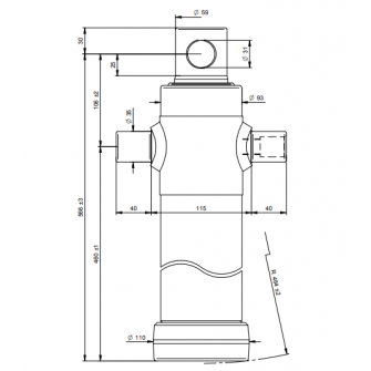 Teleskopski cilinder 2 stopnje 6 ton 895mm z luknjo 3025F